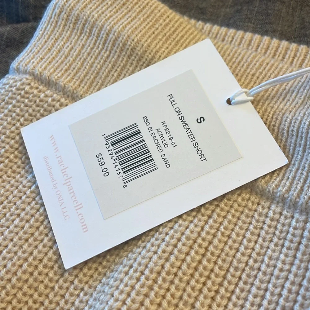NWT Rachel Parcell Pull On Sweater Short Small Bleached Sand